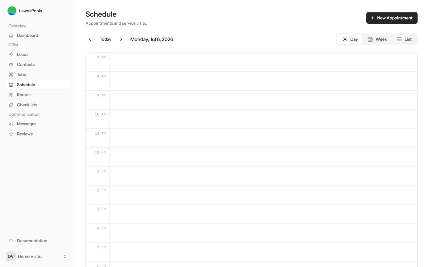 The week, on one calendar — LawnsPools screenshot